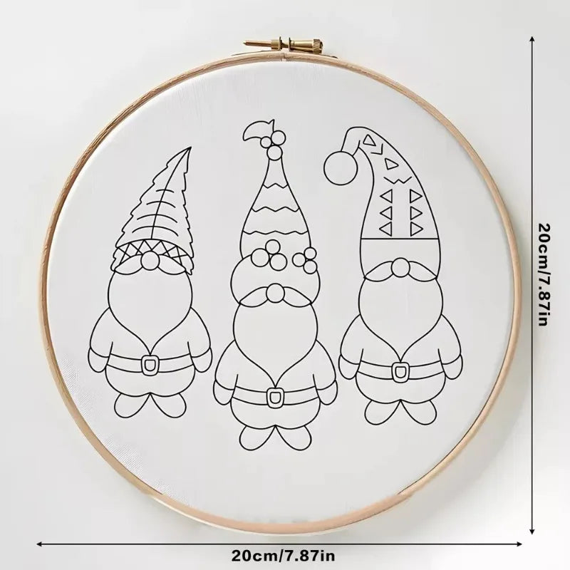 DIY Christmas Embroidery Kit Hand Embroidery Starter Stitch Kits Sewing Craft Stamped Embroidery Gifts for Adults Kid Beginner