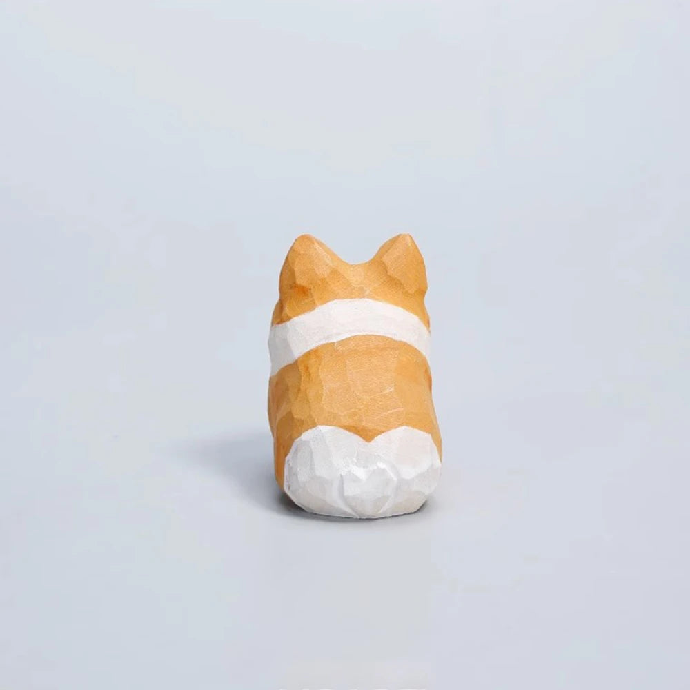Handcrafted wood carving Home decorations decoraciones para el hogar desk accessories room decor Handmade Corgi Statue room