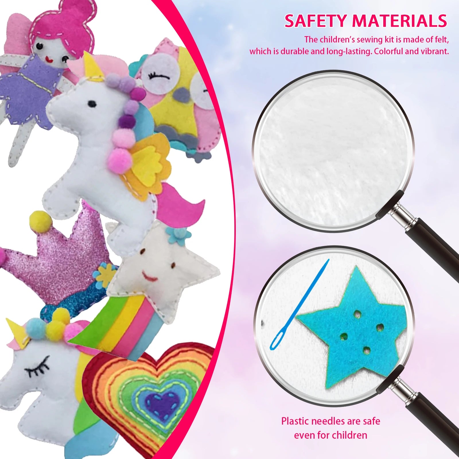 9/5Pcs DIY Sewing Kit Creative Kids Sewing Kits Crafts Set Educational DIY Felt Crafts Beginner Sewing Kit Felt DIY Toy Sets