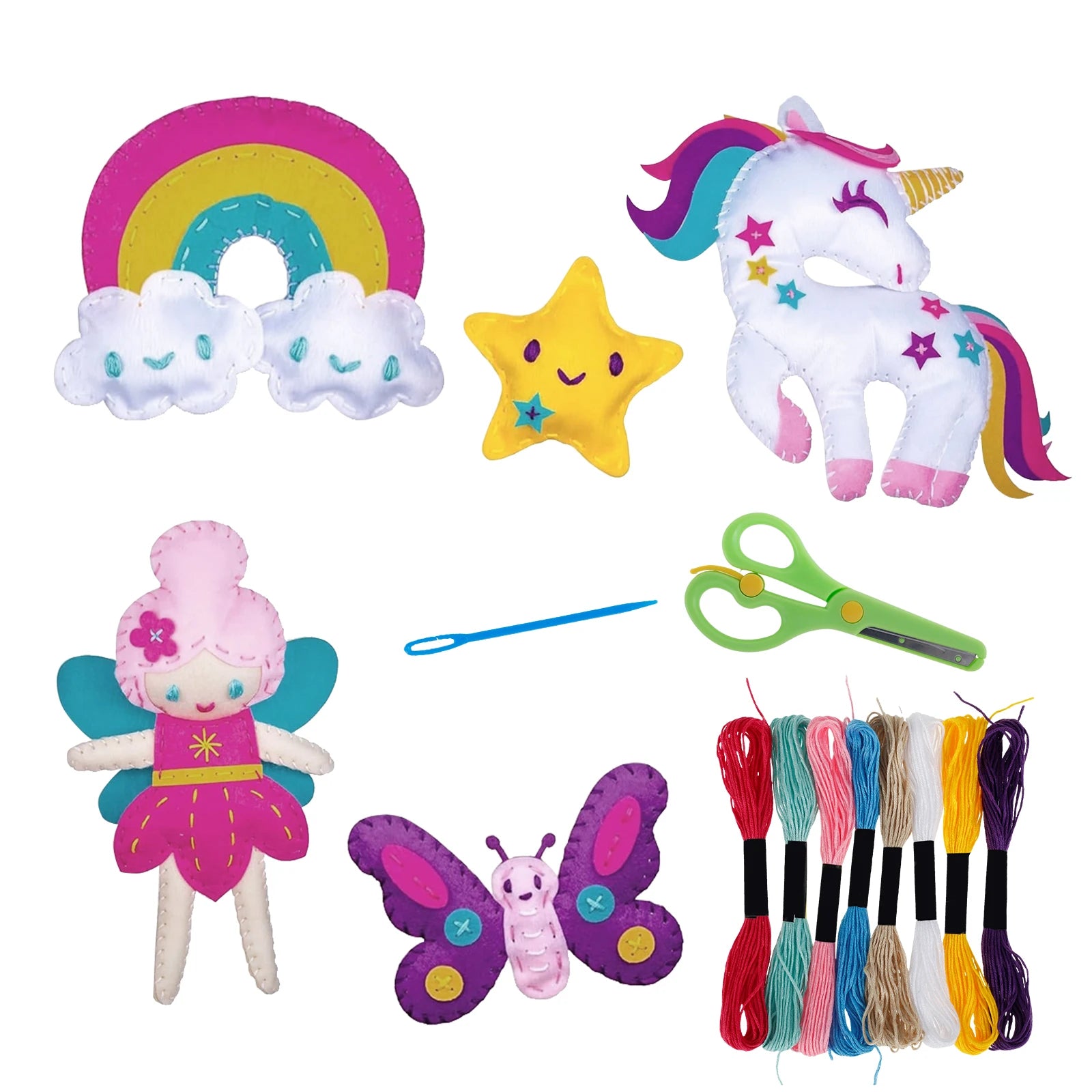 9/5Pcs DIY Sewing Kit Creative Kids Sewing Kits Crafts Set Educational DIY Felt Crafts Beginner Sewing Kit Felt DIY Toy Sets