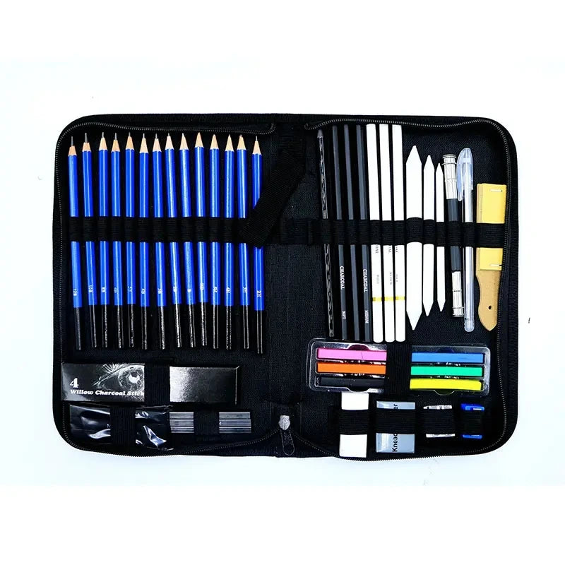 Bview Art Pro Art Kit 49pcs - Sketching Supplies Set with Graphite/Charcoal Pencils, Sketch Pad & Tools for Artists Adults