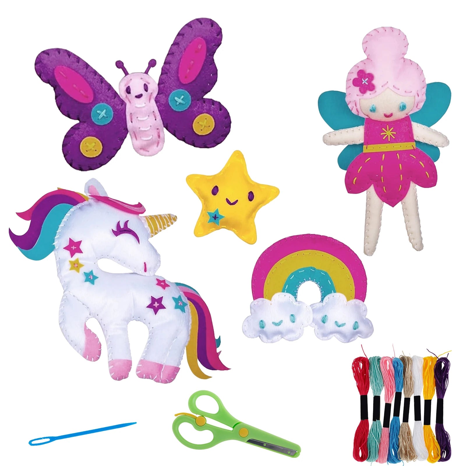 9/5Pcs DIY Sewing Kit Creative Kids Sewing Kits Crafts Set Educational DIY Felt Crafts Beginner Sewing Kit Felt DIY Toy Sets