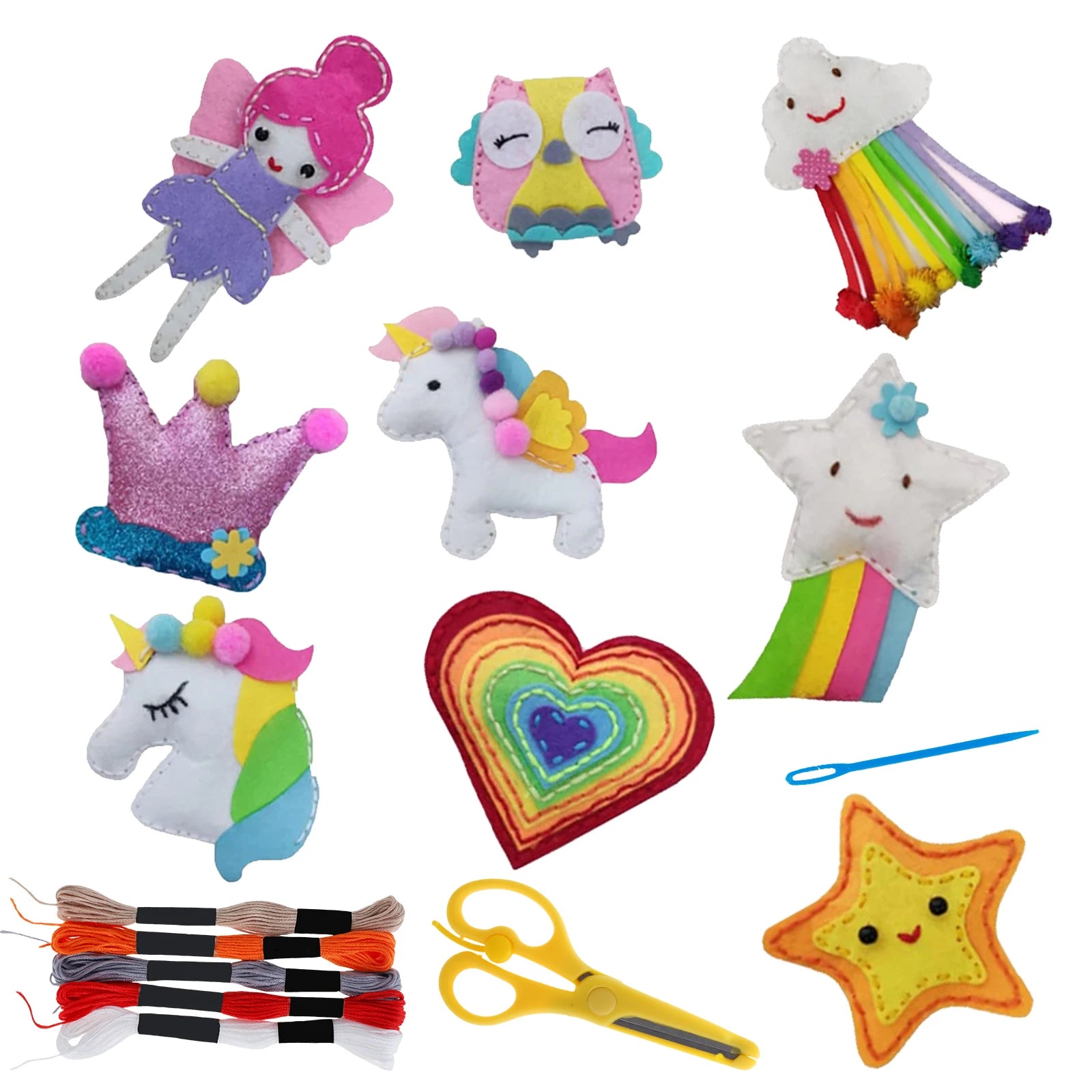 9/5Pcs DIY Sewing Kit Creative Kids Sewing Kits Crafts Set Educational DIY Felt Crafts Beginner Sewing Kit Felt DIY Toy Sets