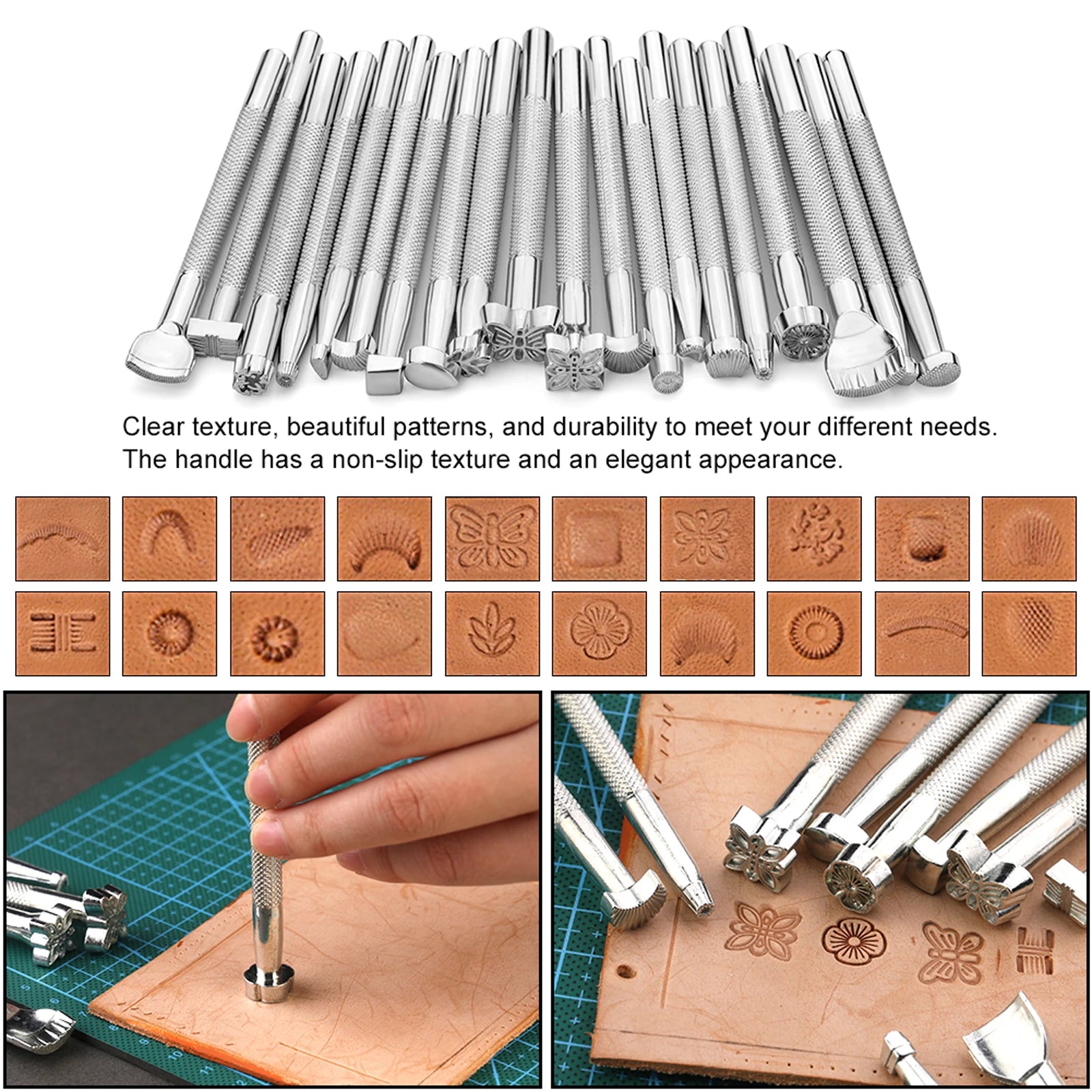 Leather Craft Tools Leather Working Tools Kit with Custom Storage Bag Making for Leatrher Cutting Punching Sewing Carving