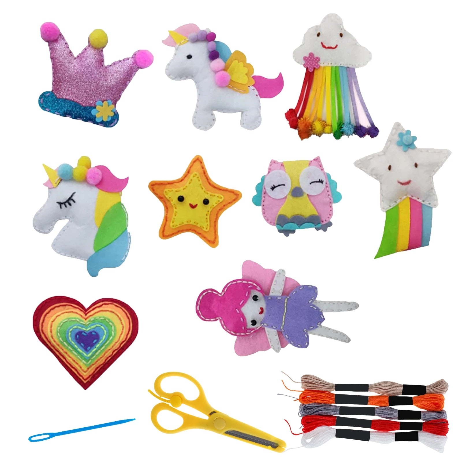9/5Pcs DIY Sewing Kit Creative Kids Sewing Kits Crafts Set Educational DIY Felt Crafts Beginner Sewing Kit Felt DIY Toy Sets
