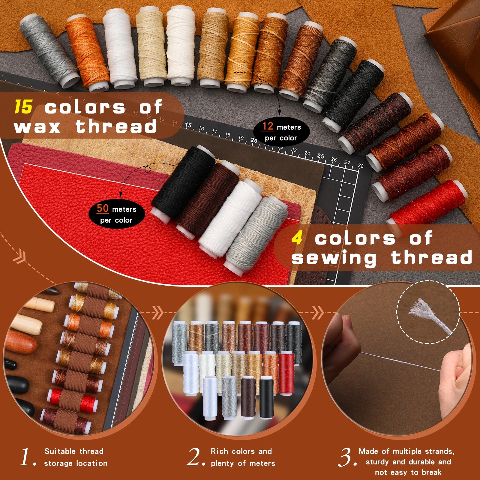 Leather Working Craft Tools Kit with Custom Handbag Cutting Mats Engraving Punching Sewing Stamping Sanding Tools for Handicraft