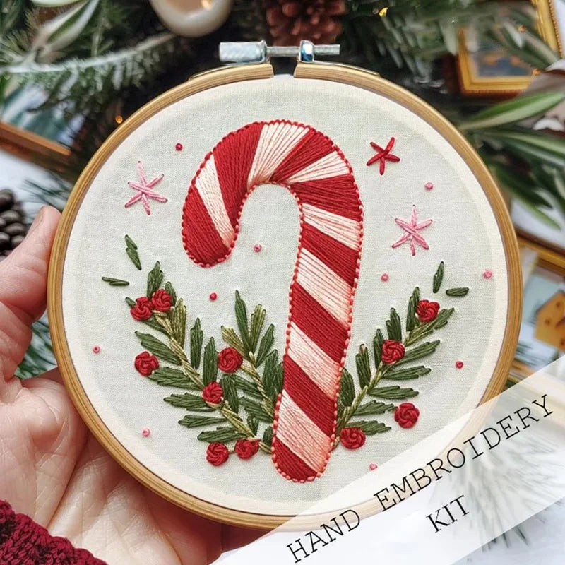 DIY Christmas Embroidery Kit Hand Embroidery Starter Stitch Kits Sewing Craft Stamped Embroidery Gifts for Adults Kid Beginner
