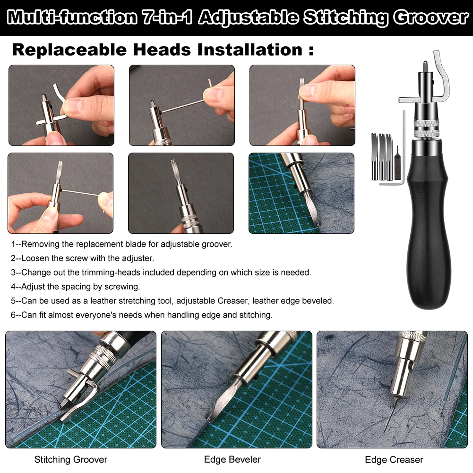 Leather Craft Tools Leather Working Tools Kit with Custom Storage Bag Making for Leatrher Cutting Punching Sewing Carving
